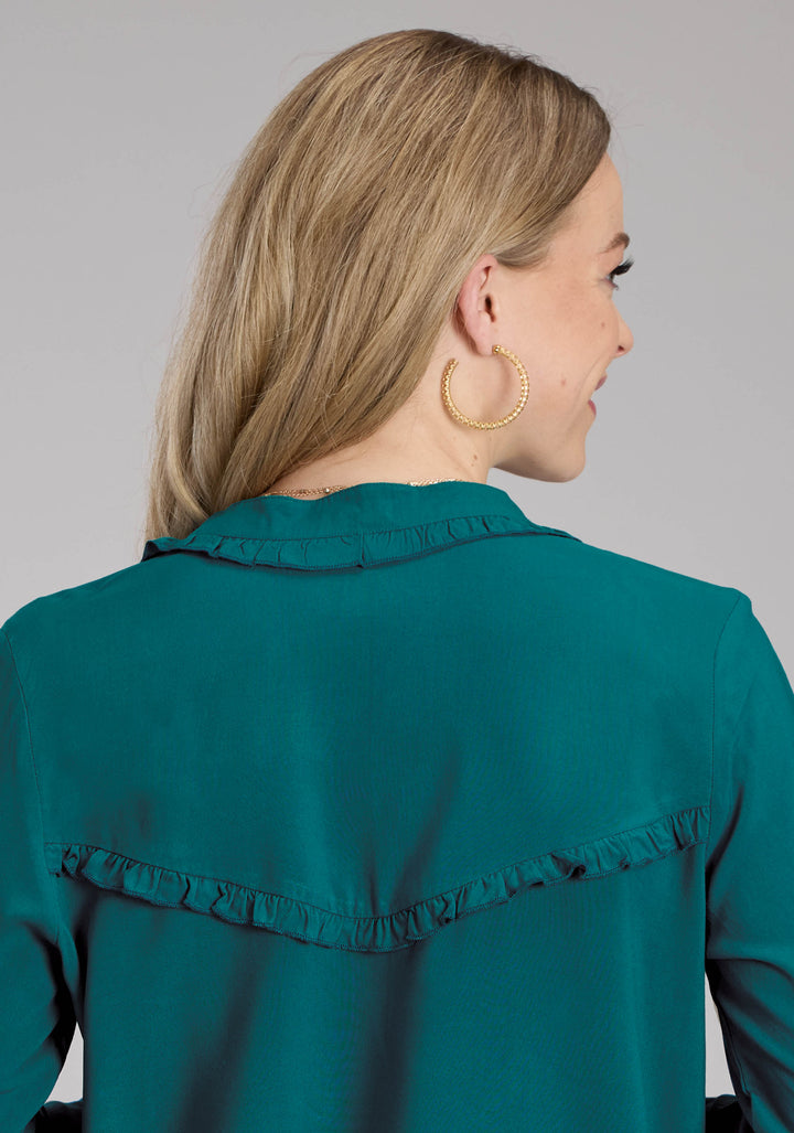 WOMENS RAYON CHALLIS PEASANT BLOUSE LONG SLEEVE BUTTON WESTERN SHIRT