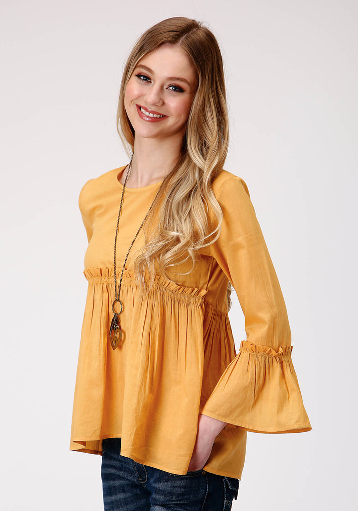 WOMENS LONG SLEEVE DIP DYE COTTON  BLOUSE
