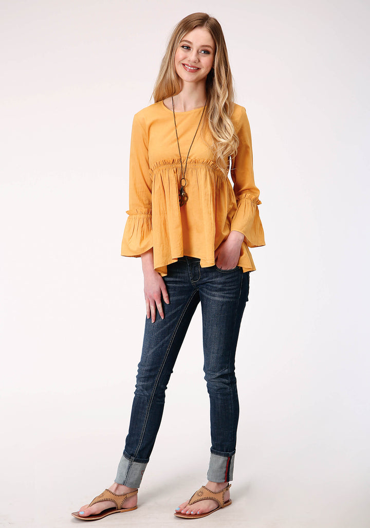 WOMENS LONG SLEEVE DIP DYE COTTON  BLOUSE