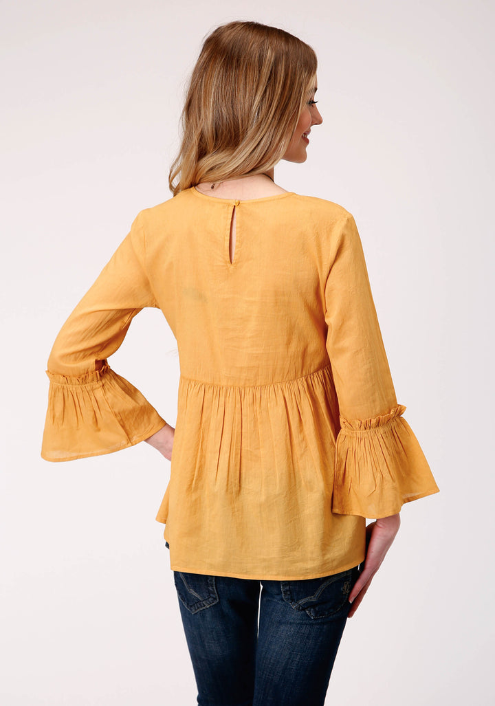 WOMENS LONG SLEEVE DIP DYE COTTON  BLOUSE
