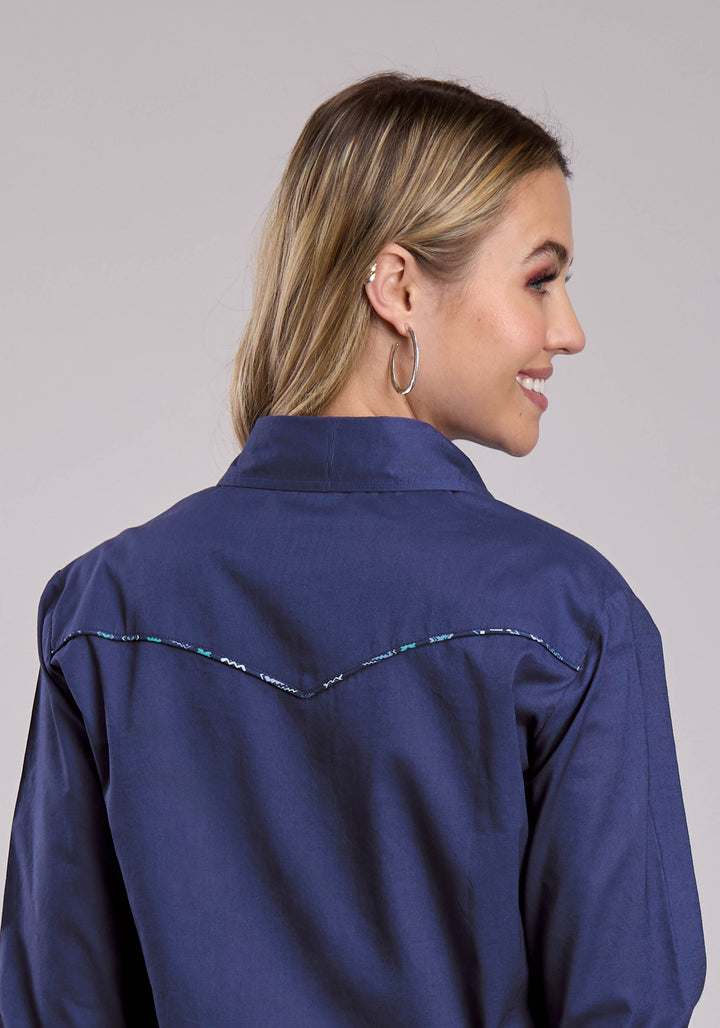 WOMENS ROPER SOLID COTTON WESTERN BLOUSE
