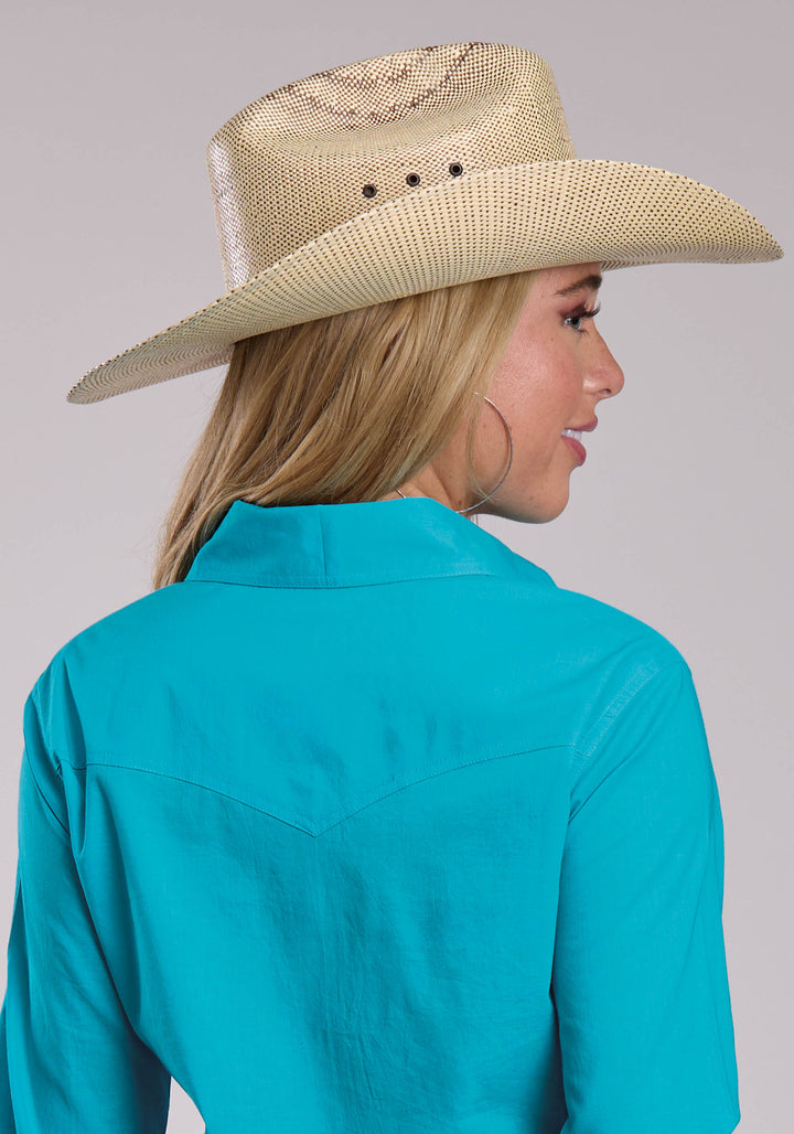 WOMENS ROPER SOLID COTTON WESTERN BLOUSE