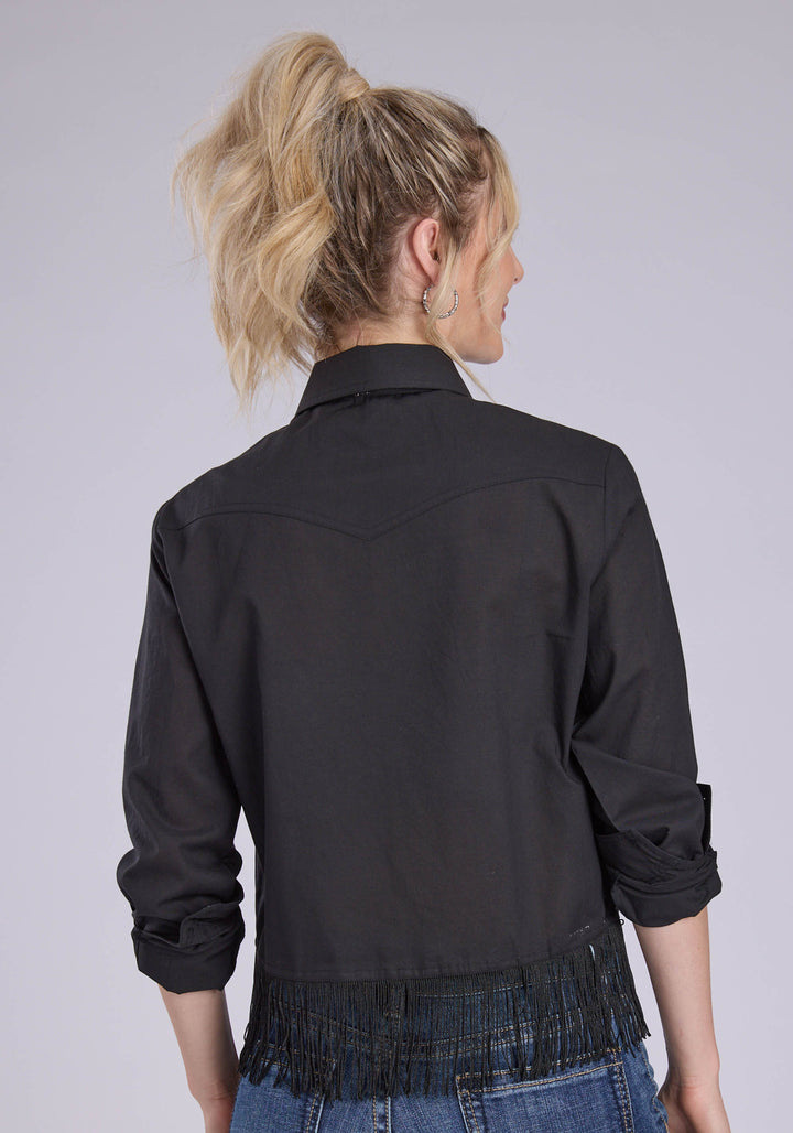 WOMENS COTTON CAMBRIC WESTERN TOP LONG SLEEVE BUTTON WESTERN SHIRT