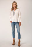 WOMENS LONG SLEEVE VISCOSE COTTON CREPE  BLOUSE