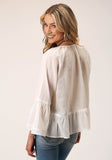 WOMENS LONG SLEEVE VISCOSE COTTON CREPE  BLOUSE