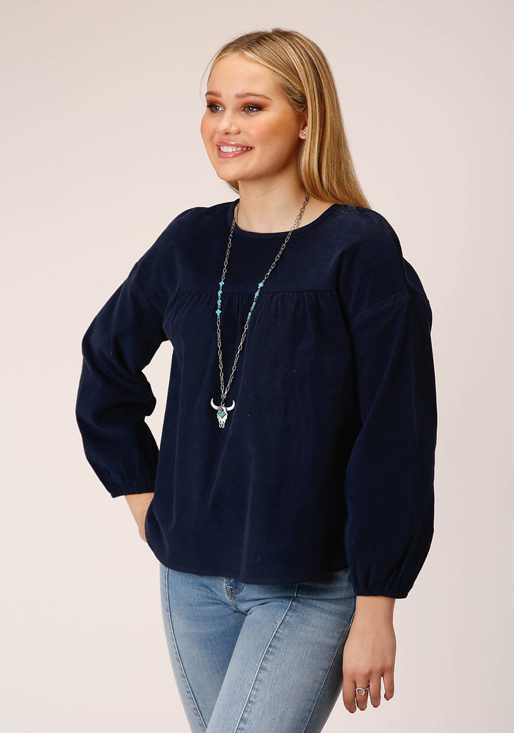 WOMENS LONG SLEEVE CORDUROY VELOUR LONG SLEEVE   BLOUSE