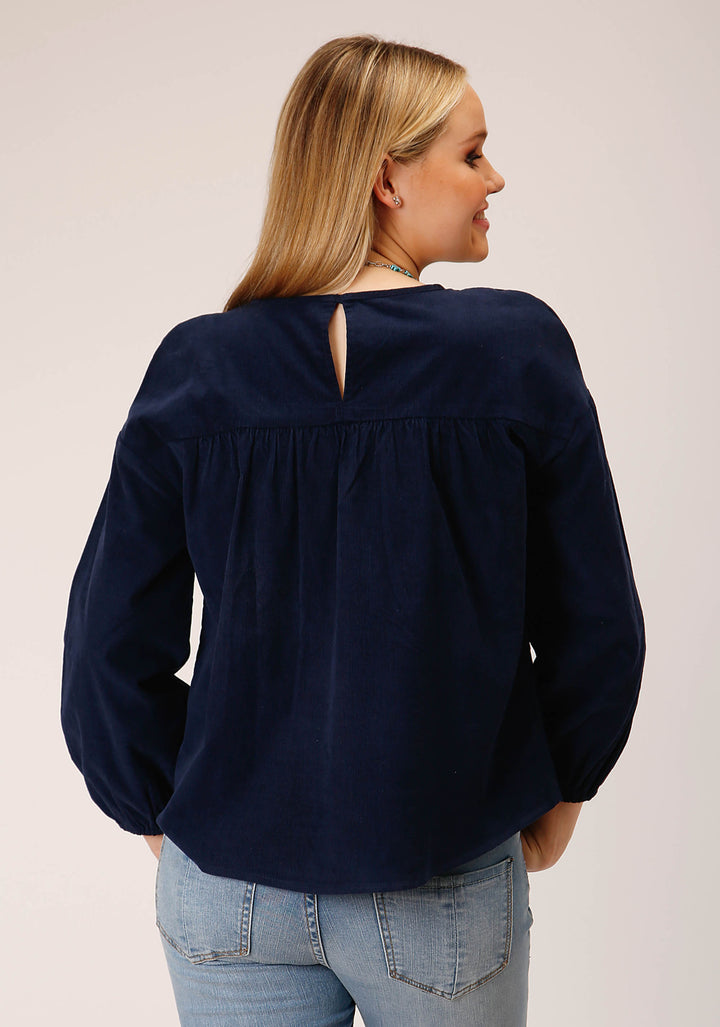 WOMENS LONG SLEEVE CORDUROY VELOUR LONG SLEEVE   BLOUSE