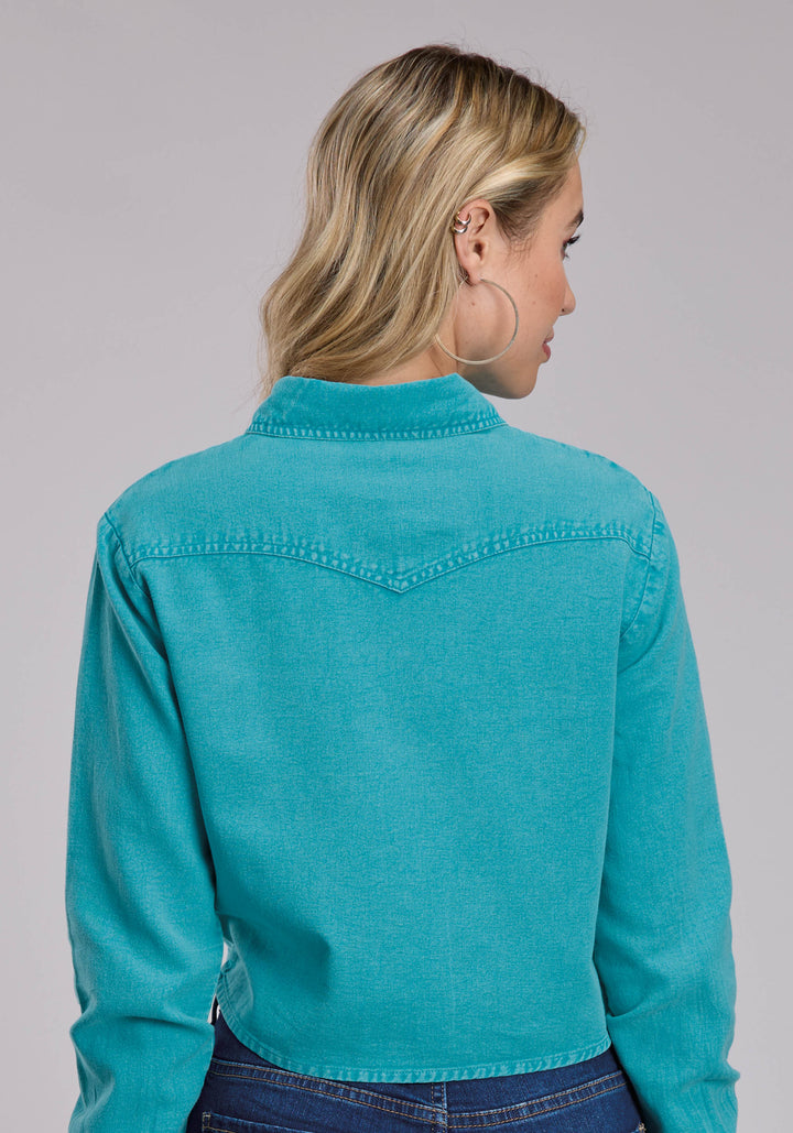 WOMENS ROPER COTTON TWILL CROPPED WESTERN BLOUSE