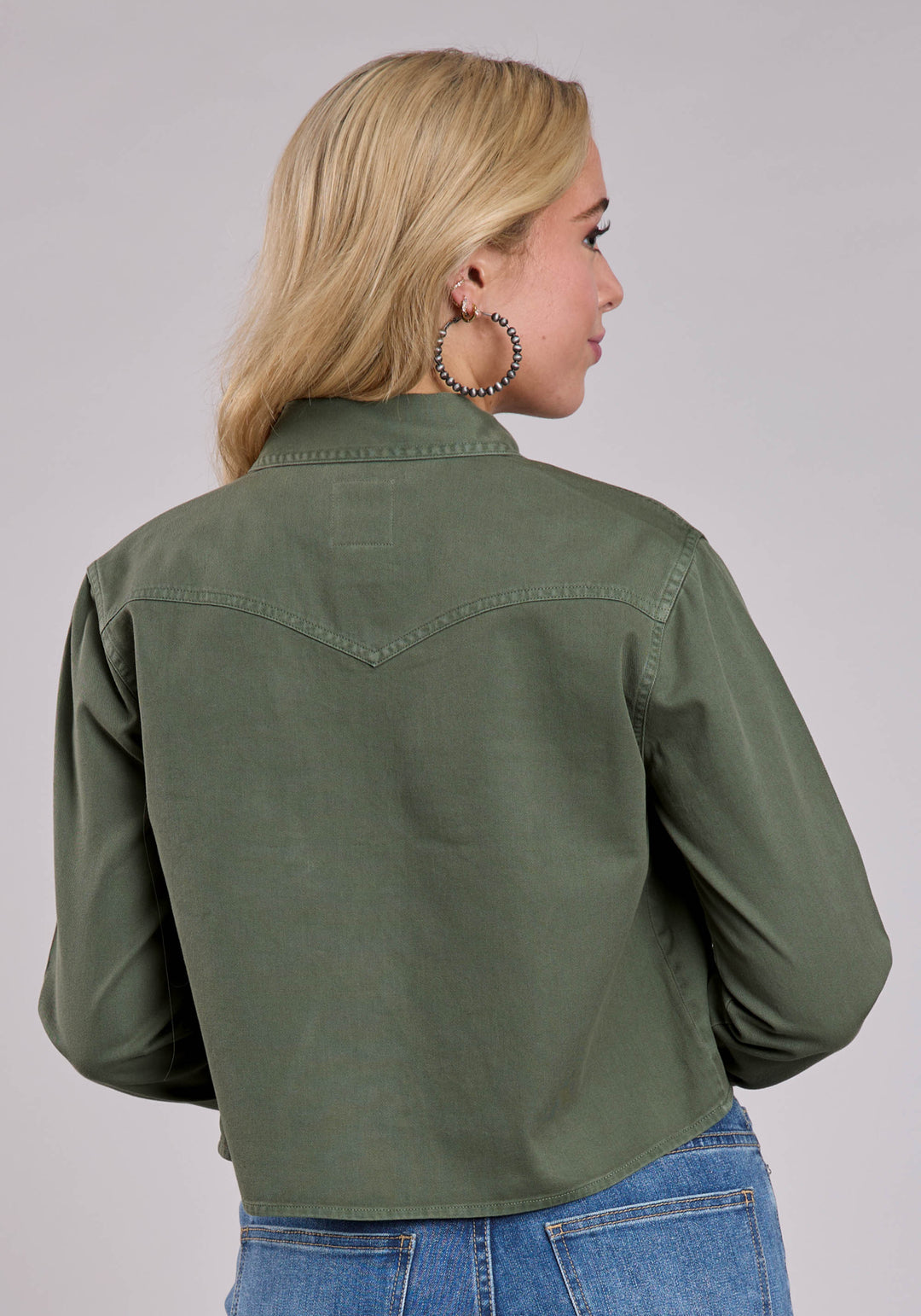 WOMENS LONG SLEEVE BUTTON LODEN PIGMENT DYED WESTER SHIRT WESTERN SHIRT