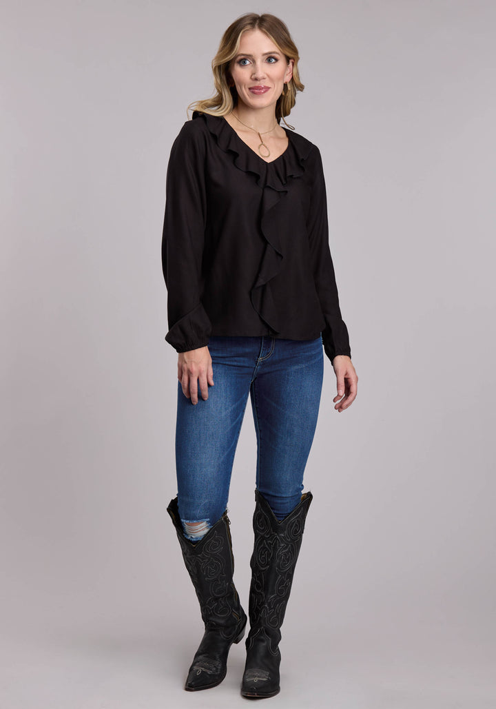 WOMENS ROPER BLACK WESTERN BLOUSE