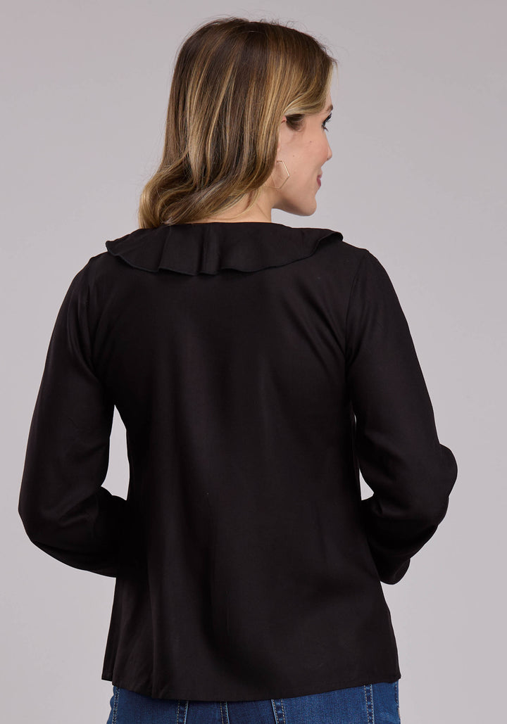 WOMENS ROPER BLACK WESTERN BLOUSE