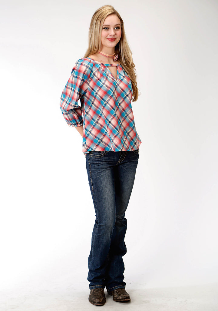 WOMENS LONG SLEEVE WESTERN SHIRT FIVE STAR COLLECTION FALL I DESERT SUNRISE PLAID