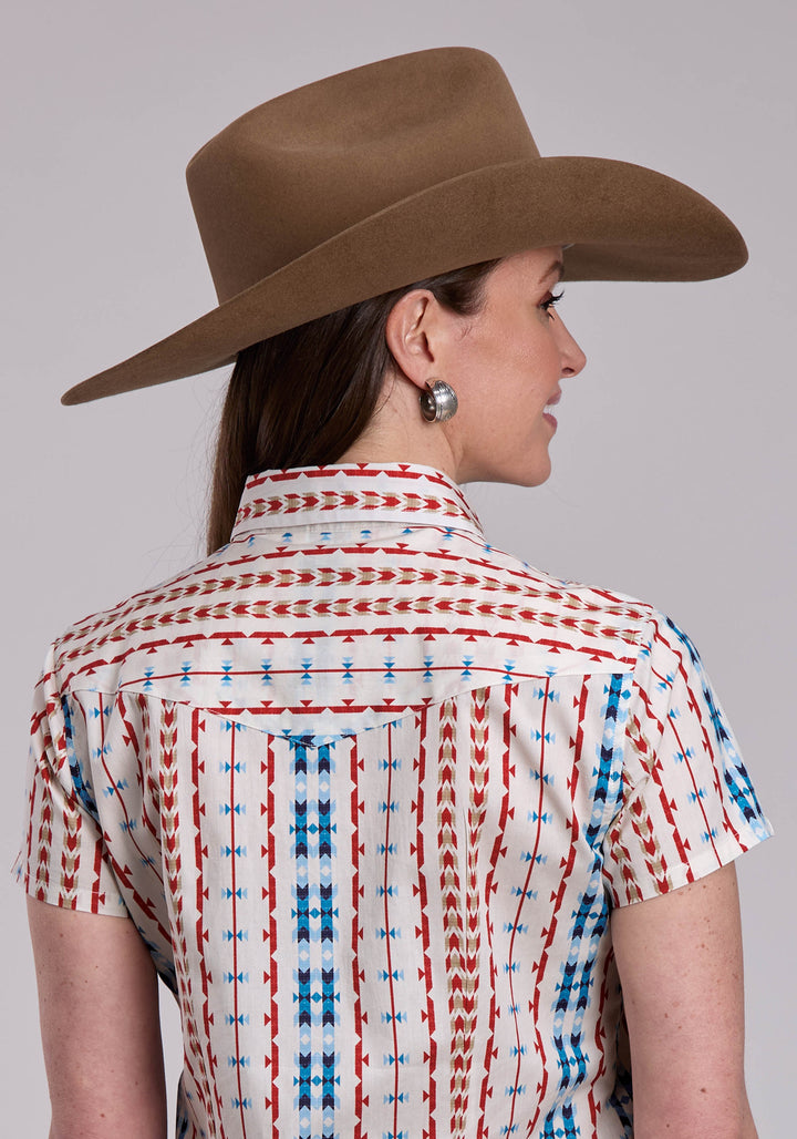 WOMENS ROPER VERTICAL AZTEC SHORT SLEEVE SNAP SHIRT