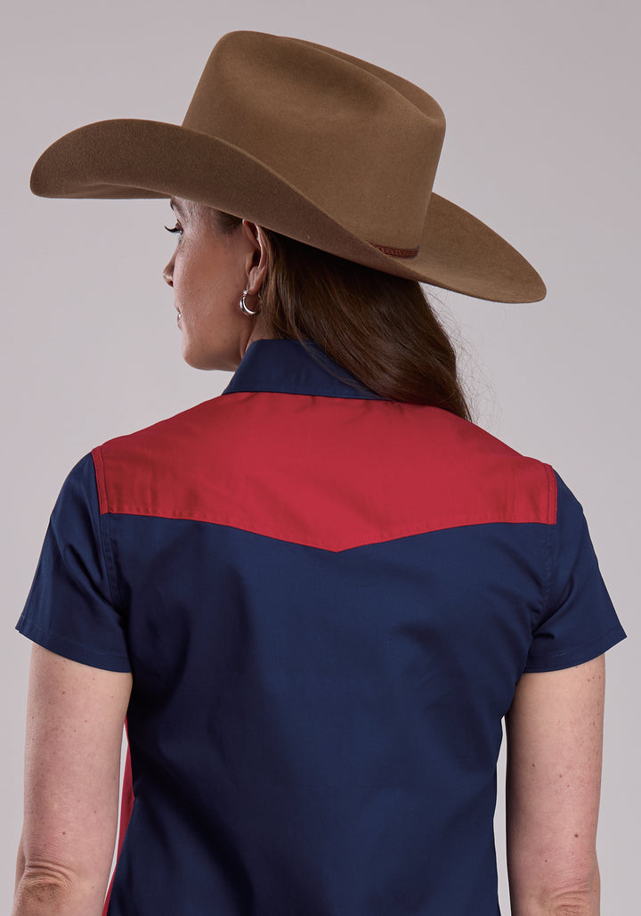 WOMENS ROPER VERTICAL STARS AND STRIPE PRINT WESTERN SNAP SHIRT