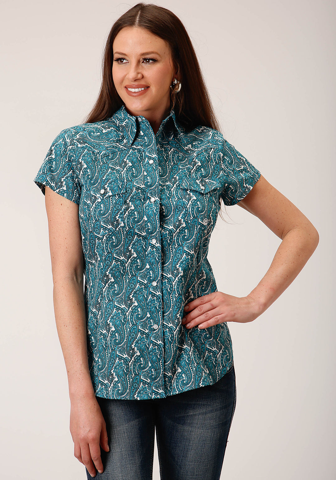WOMENS LONG SLEEVE SNAP UPSTREAM PAISLEY WESTERN SHIRT