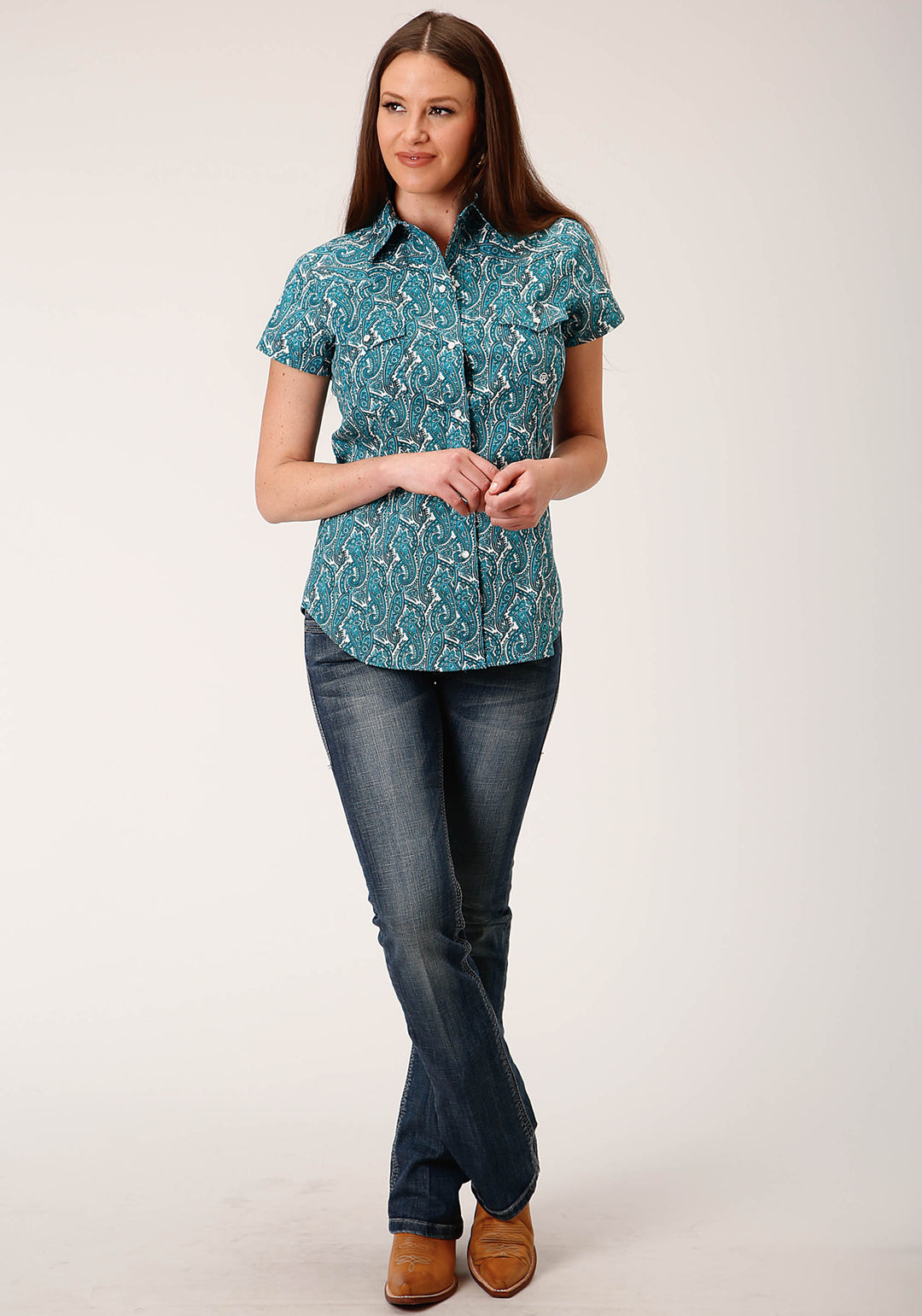 WOMENS LONG SLEEVE SNAP UPSTREAM PAISLEY WESTERN SHIRT