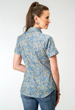 WOMENS SHORT SLEEVE SNAP DELFT PAISLEY WESTERN SHIRT