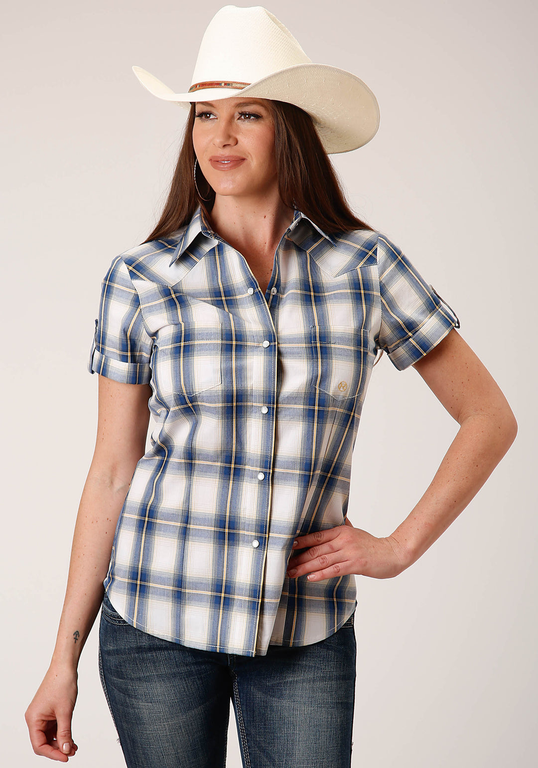 WOMENS LONG SLEEVE SNAP DENIM OMBRE WESTERN SHIRT