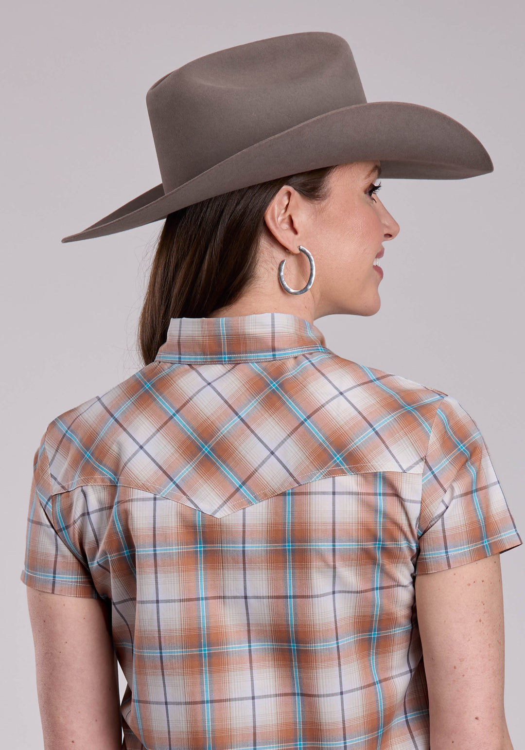 WOMENS ROPER SALTILLO PLAID SHORT SLEEVE SNAP SHIRT