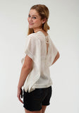 WOMENS SOLID WHIT SHORT SLEEVE TOP