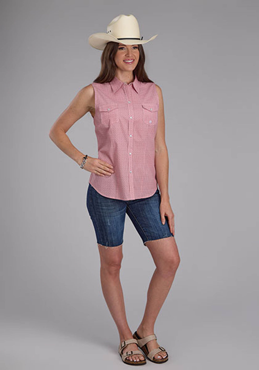 WOMENS SLEEVELESS SNAP SALTILLO FOULARD WESTERN SHIRT