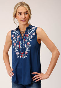 WOMENS SLEEVELESS  POLY CREPE SLVLS  BLOUSE