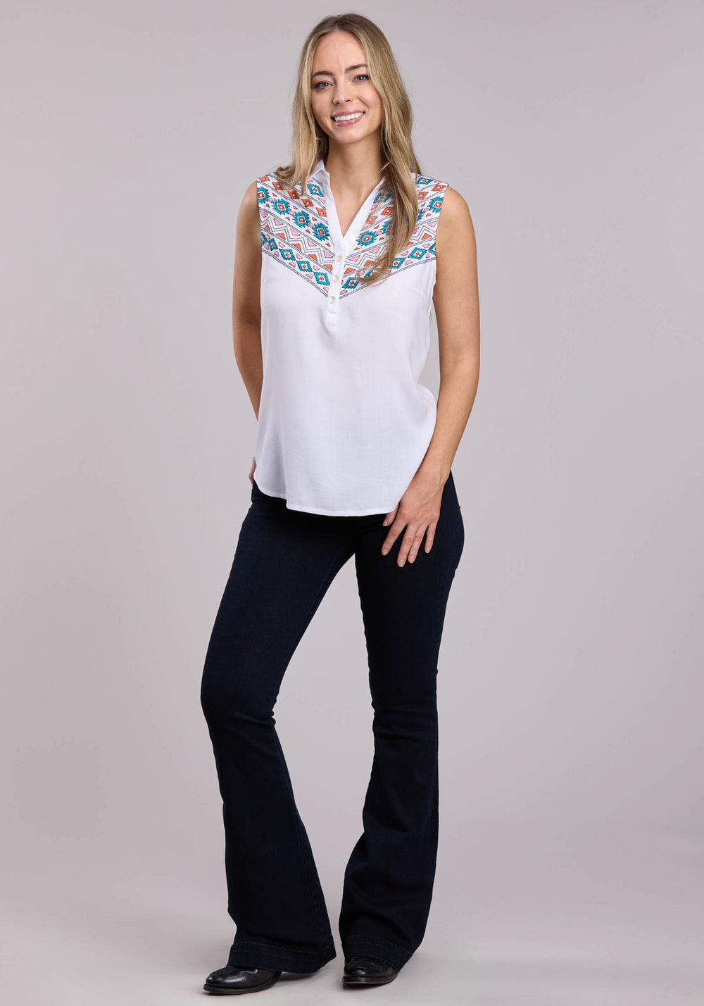 WOMENS ROPER RAYON CHALLIS SLEEVELESS BLOUSE