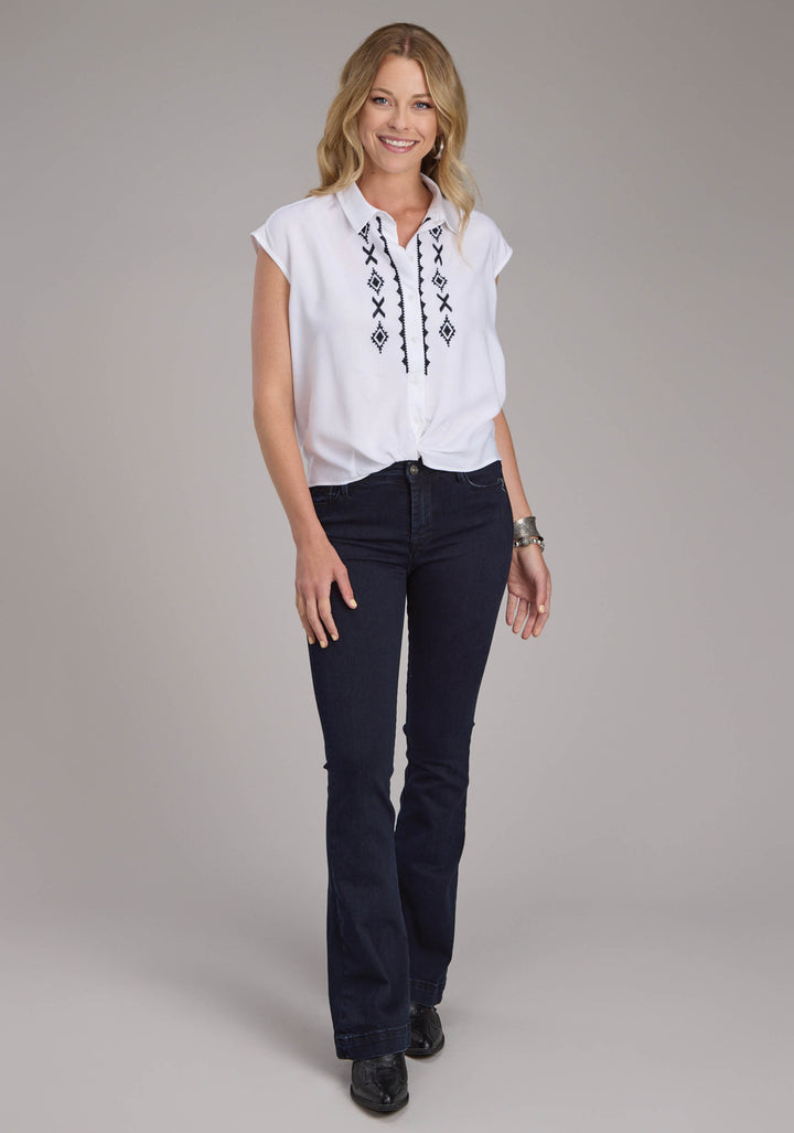 WOMENS RAYON CHALLIS SLVLS BLOUSE SLEEVELESS BUTTON WESTERN SHIRT