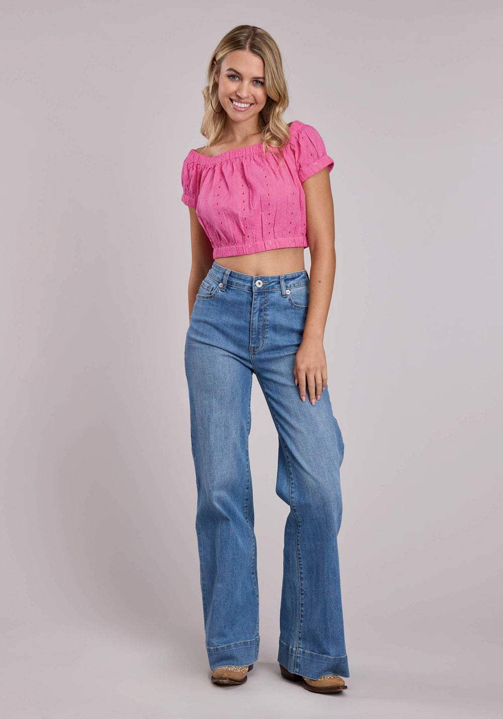 WOMENS ROPER COTTON EYELET TUBE TOP