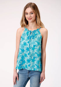 WOMENS SLEEVELESS  STAR PRINTED STRAPPY TANK BLOUSE
