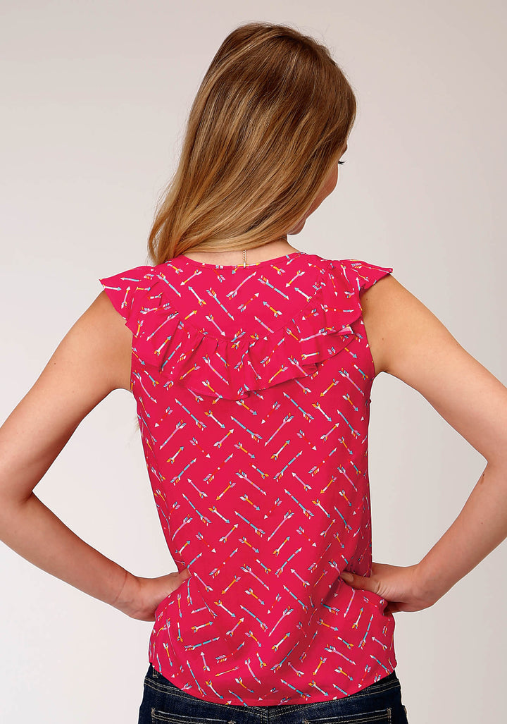 WOMENS RED ARROW PRINT SLEEVELESS TOP