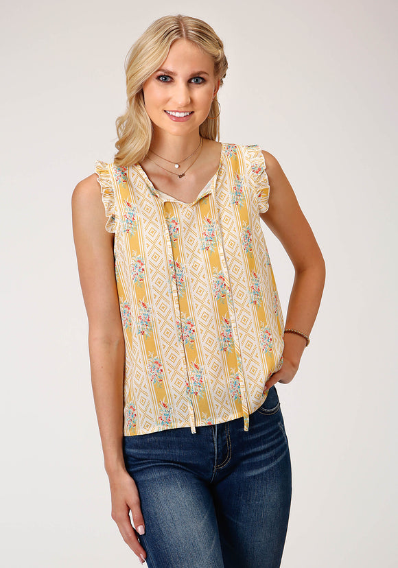 WOMENS SLEEVELESS  SOUTHWEST WALLPAPER PRINT BLOUSE