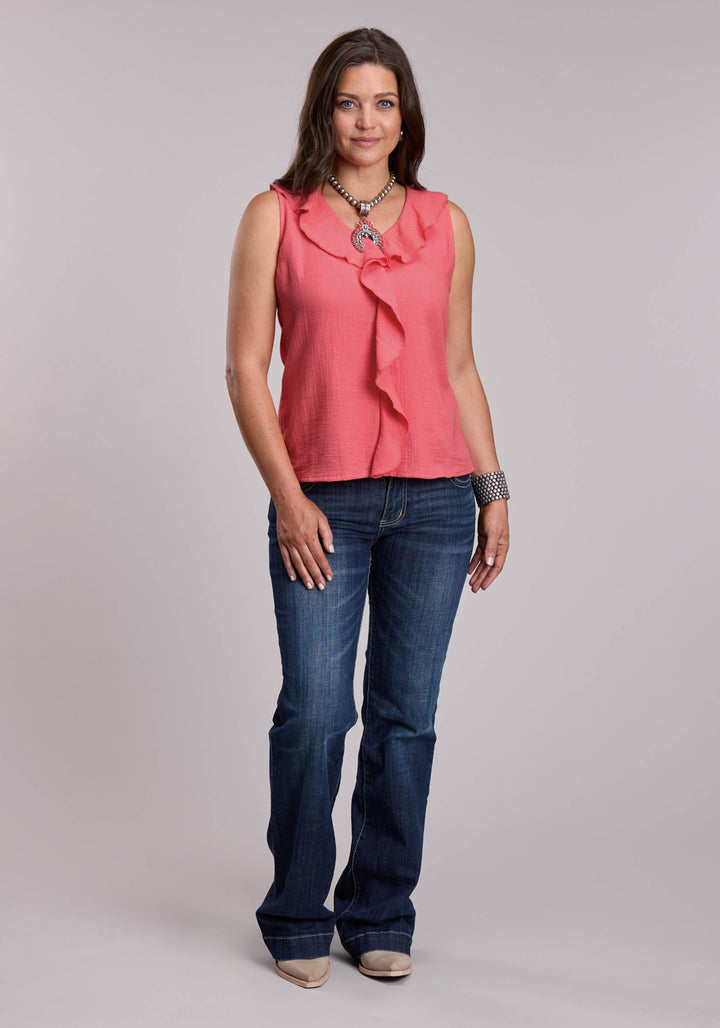 WOMENS ROPER DOUBLE SIDED SLEEVELESS WESTERN BLOUSE