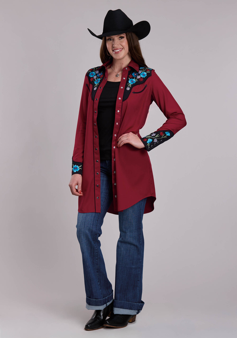 WOMENS ROPER POLY SPANDEX RETRO LONG SLEEVE DRESS