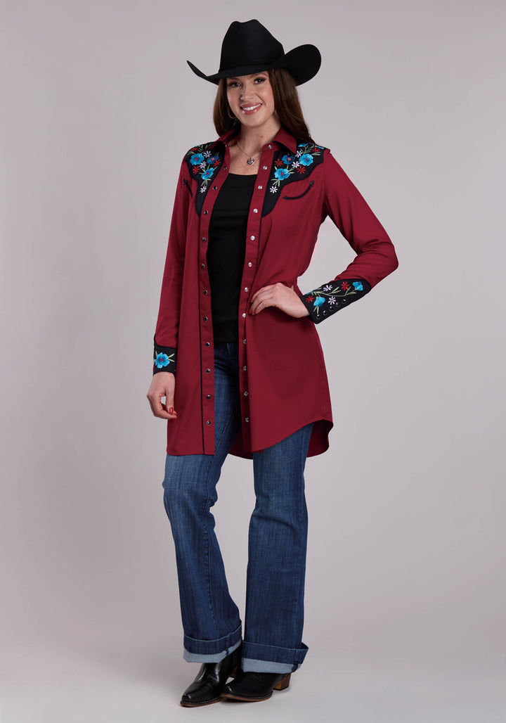 WOMENS ROPER POLY SPANDEX RETRO LONG SLEEVE DRESS