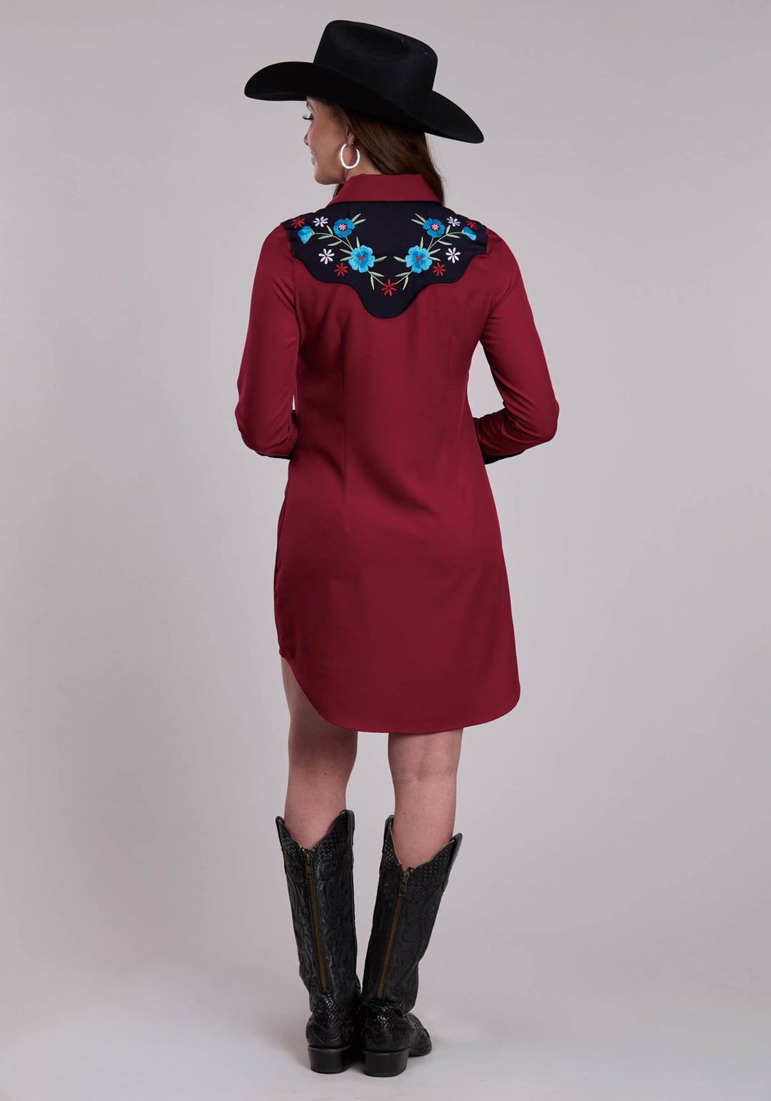 WOMENS ROPER POLY SPANDEX RETRO LONG SLEEVE DRESS