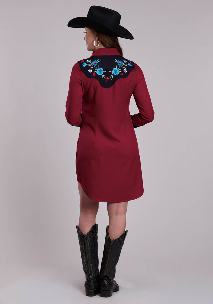 WOMENS ROPER POLY SPANDEX RETRO LONG SLEEVE DRESS
