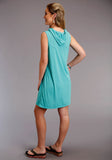WOMENS TURQUOISE SOLID SLEEVELESS DRESS