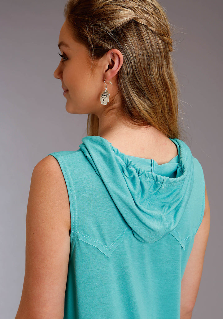 WOMENS TURQUOISE SOLID SLEEVELESS DRESS