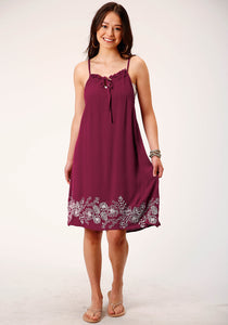 WOMENS SLEEVELESS WINE RAYON CREPE STRAPPY DRESS