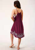 WOMENS SLEEVELESS WINE RAYON CREPE STRAPPY DRESS