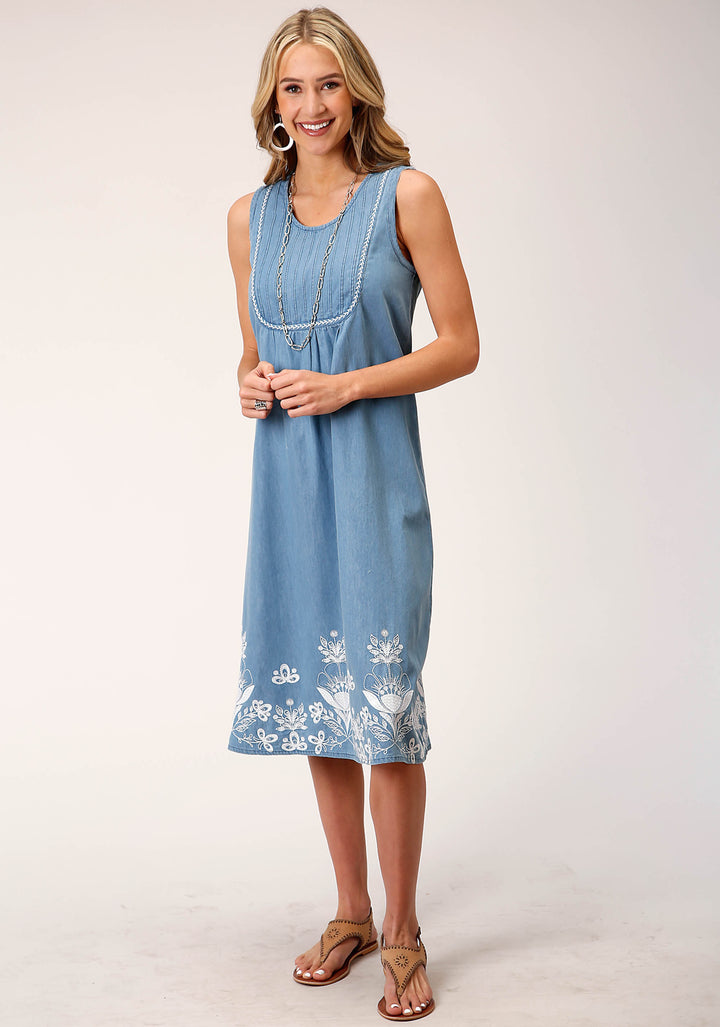 WOMENS SLEEVELESS DENIM SLEEVELESS DRESS