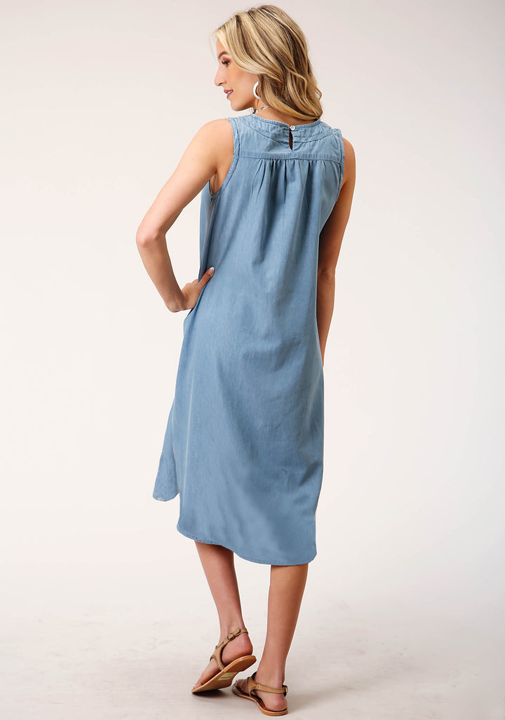 WOMENS SLEEVELESS DENIM SLEEVELESS DRESS
