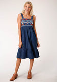 WOMENS SLEEVELESS INDIGO DENIM SUN DRESS