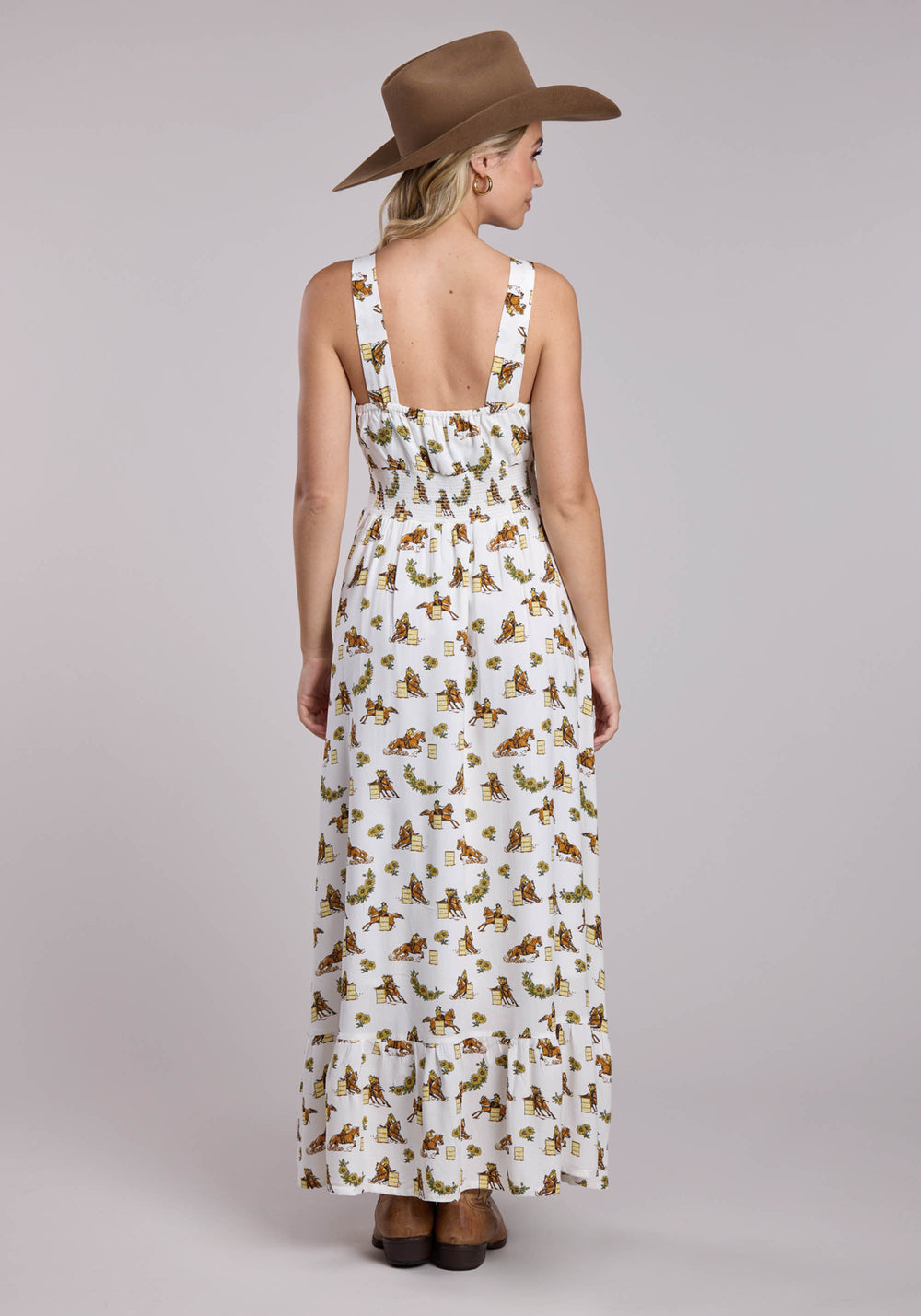 WOMENS ROPER RACERS PRINTED RAYON SLEEVELESS DRESS