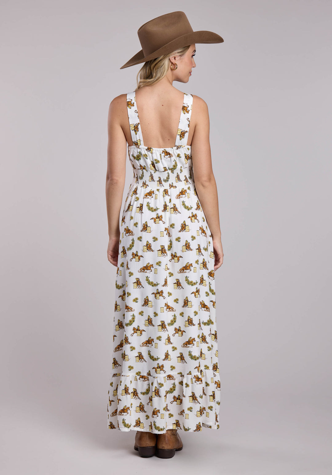 WOMENS ROPER RACERS PRINTED RAYON SLEEVELESS DRESS