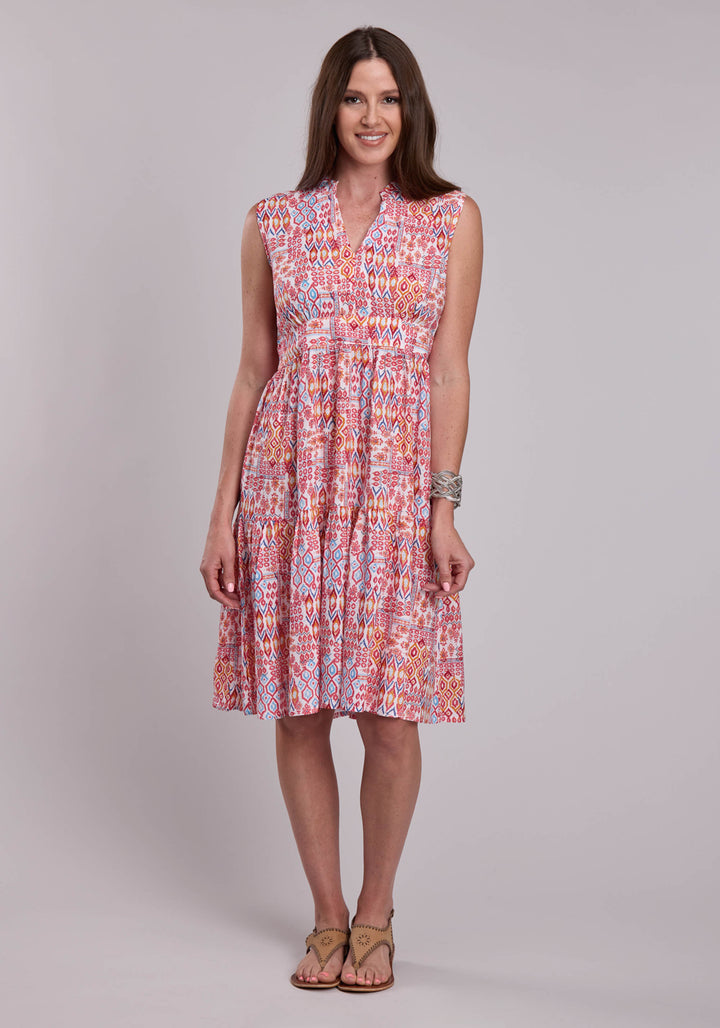 WOMENS ROPER AZTEC PATCHWORK PRINT RAYON CHALLIS SLEEVELESS DRESS