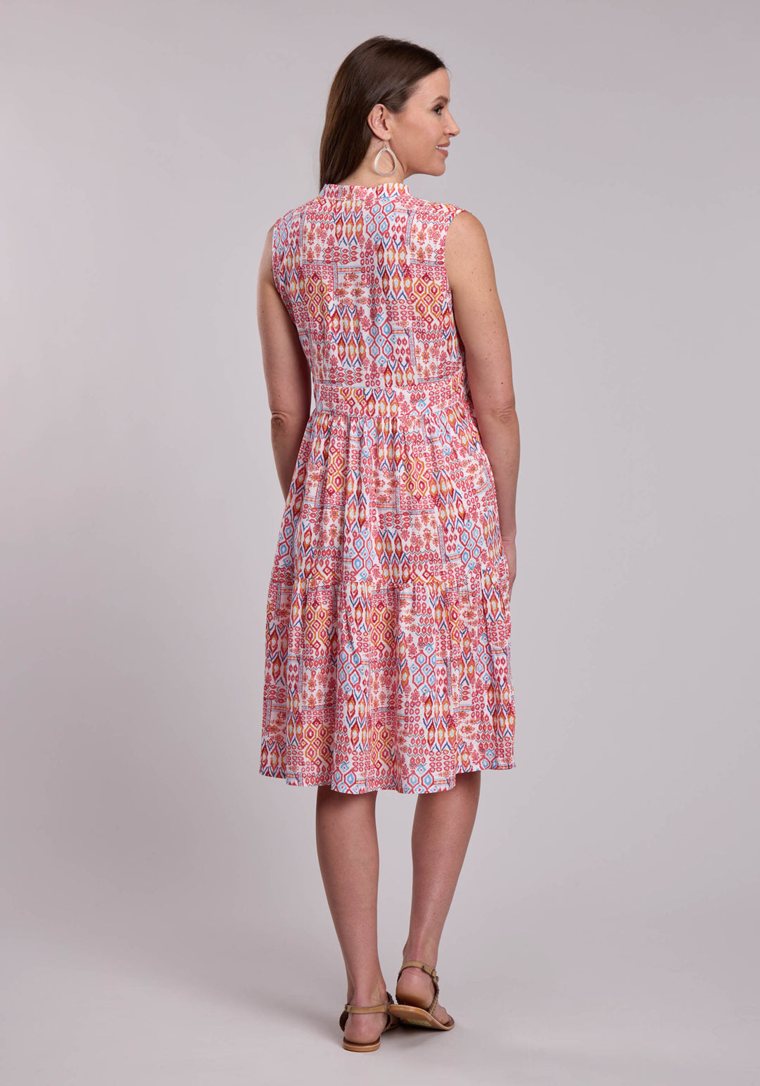WOMENS ROPER AZTEC PATCHWORK PRINT RAYON CHALLIS SLEEVELESS DRESS