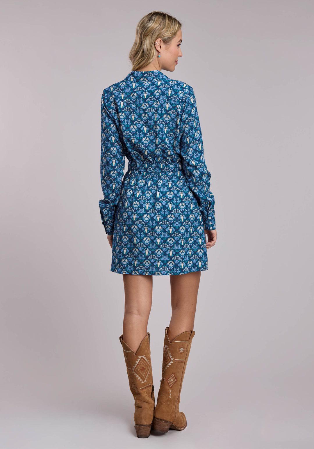 WOMENS ROPER HORSES AND FLOWERS PRINTED WESTERN SNAP DRESS