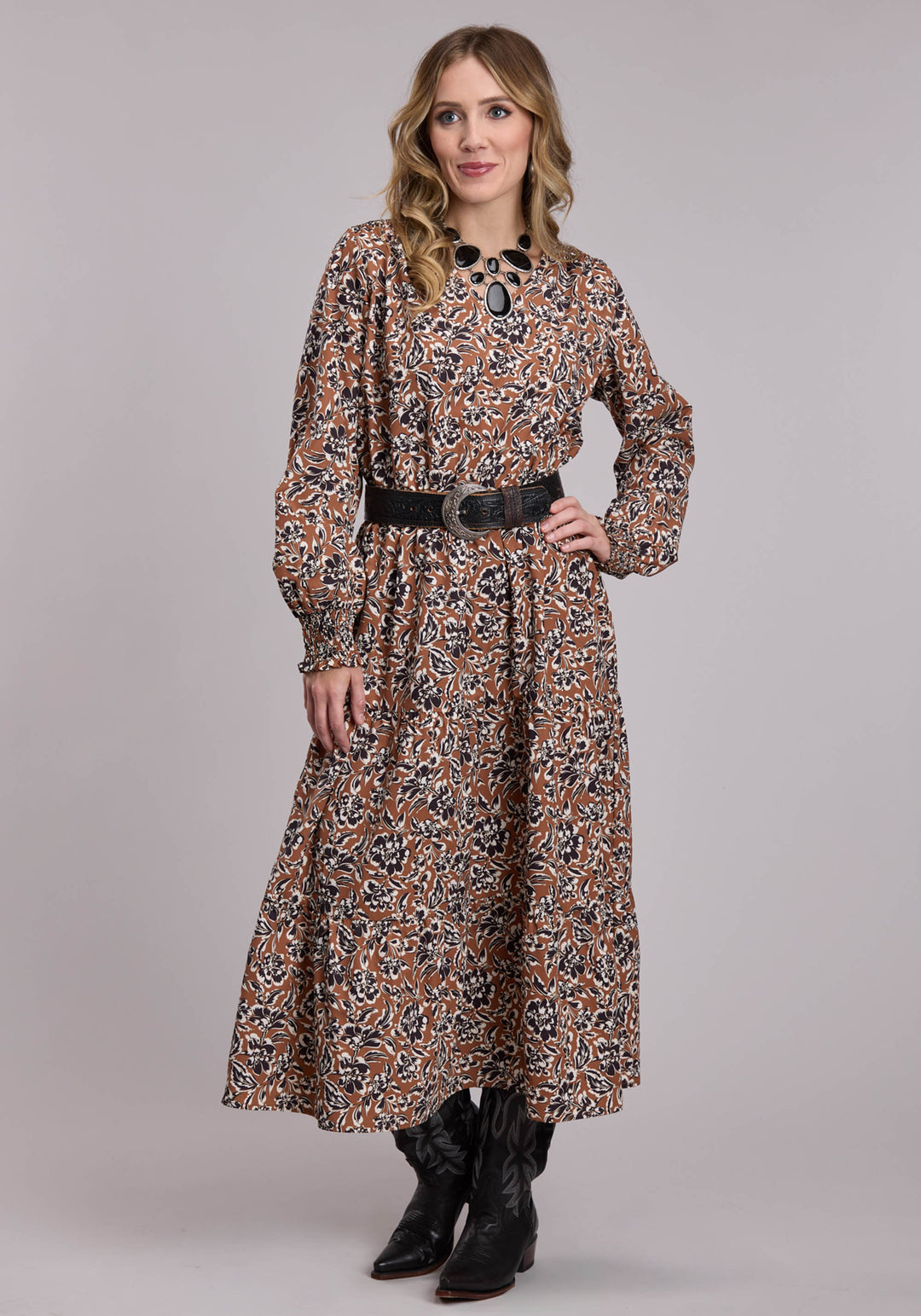 WOMENS ROPER POLY CREPE WALLPAPER FLORAL PRINT WESTERN DRESS